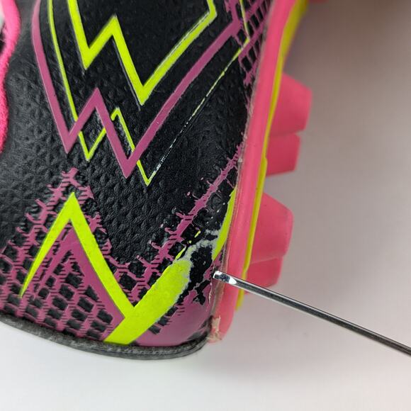 Girls Soccer Cleats Size 12 Lotto Forza Elite 3 JR Neon Pink Yellow 80s Bright - Picture 9 of 16